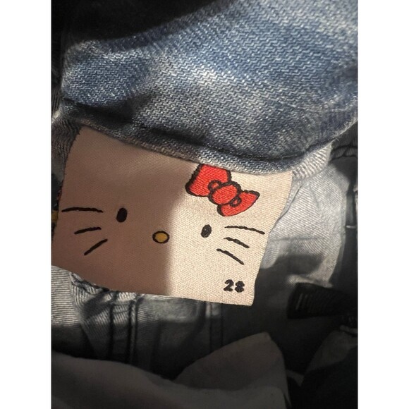 Hello Kitty Jeans Womens 28 Lazy Oaf Sanrio Blue Denim AOP Pants Apathetic Appar - Picture 6 of 13